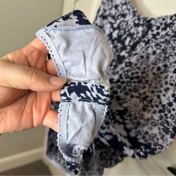 Intimately Free People Blue Floral Print Criss Cross Back Be Kind Bodysuit Sz L - Picture 7 of 9